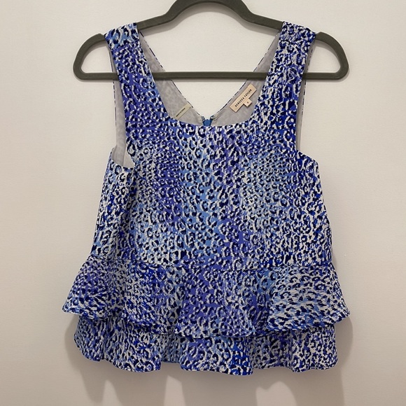 Rebecca Taylor Leo Fever Print Ruffle Crop Top, Size 0 - Picture 2 of 4